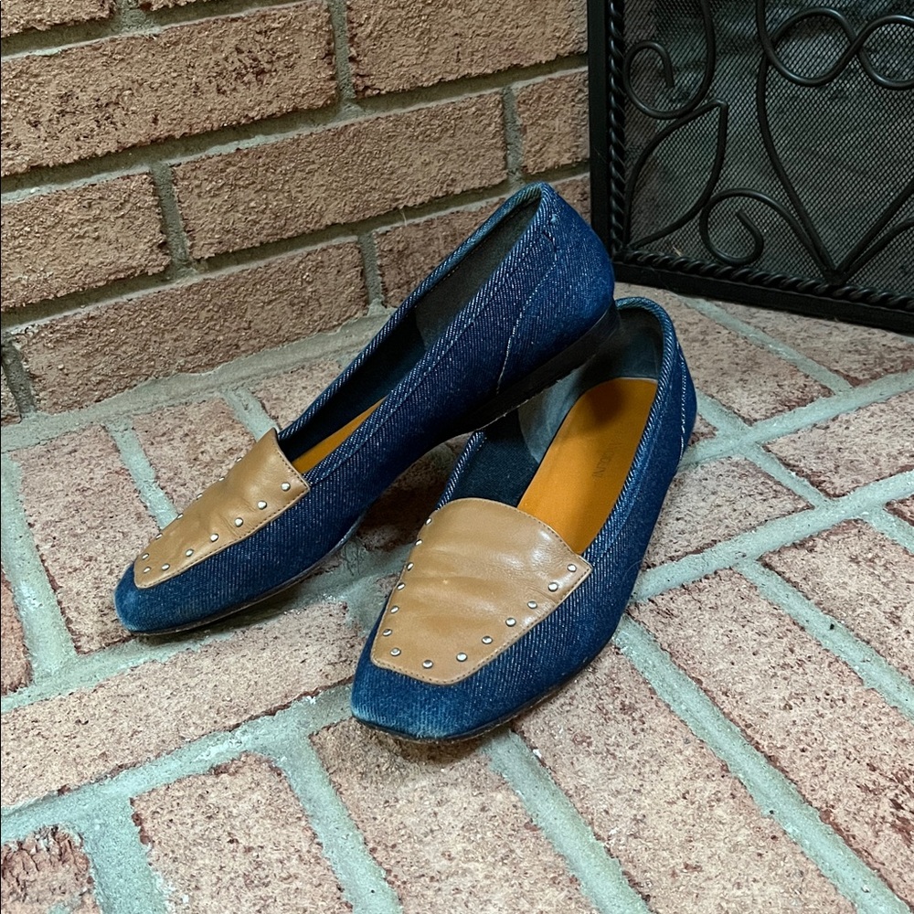 Enzo Angiolini Navy and Tan Loafers